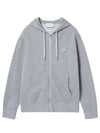 Chillax Fox Patch Hooded Zip Up Grey Melange - MAISON KITSUNE - BALAAN 2