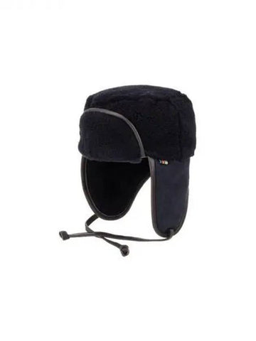 Suede Shearling Trapper Hat Dark Navy 271397 - PAUL SMITH - BALAAN 1