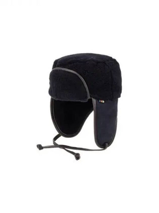 Suede Shearling Trapper Hat Dark Navy 271397 - PAUL SMITH - BALAAN 1