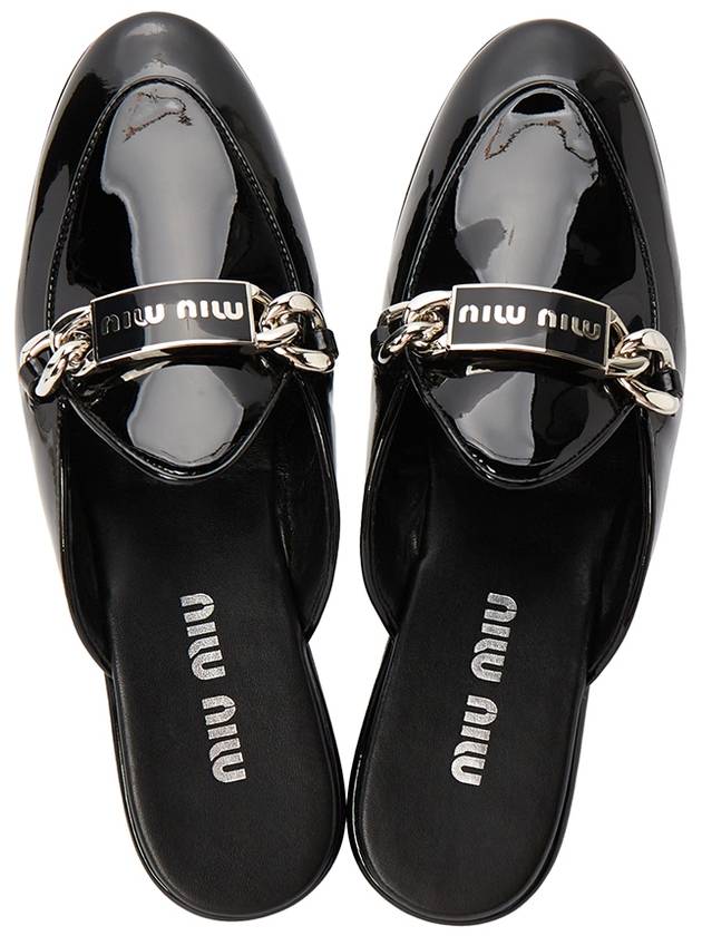 Women's Logo Leather Bloafers Black - MIU MIU - BALAAN 3