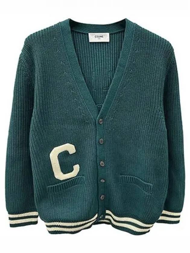 College Logo Patch Ulong Cardigan Green Men s Jacket 271134 - CELINE - BALAAN 1