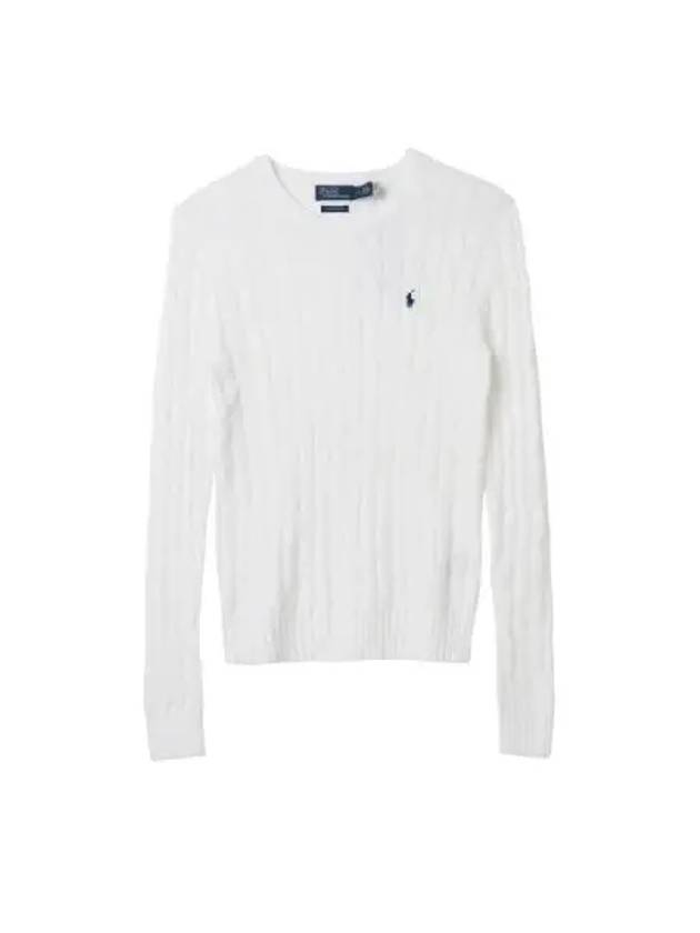 Polo Ralph Lauren Cable Knit Cotton Crewneck Sweater White - POLO RALPH LAUREN - BALAAN 1