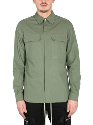 Long Sleeve Shirt RU01C4236 P55 GREEN - RICK OWENS - BALAAN 1