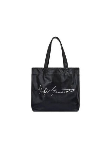 Yohji Yamamoto DISCORD Logo Print Leather Tote Bag Black - YOHJI YAMAMOTO - BALAAN 1