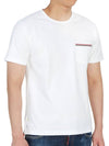 Men's Medium Weight Jersey Tipped Pocket Crewneck Short Sleeve T-Shirt White - THOM BROWNE - BALAAN 4