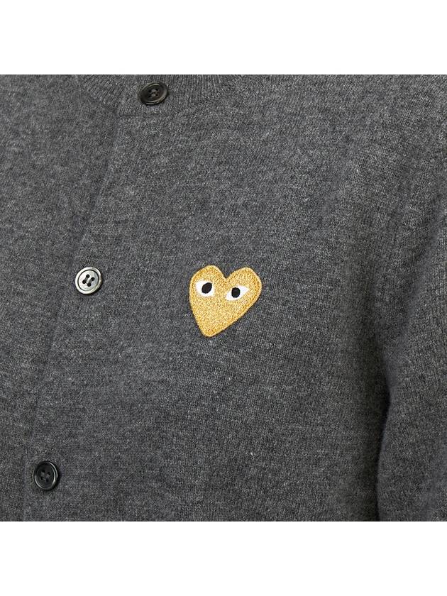 Comme des Gar ons Gold Wappen Wool Round Neck Cardigan Charcoal - COMME DES GARCONS PLAY - BALAAN 8