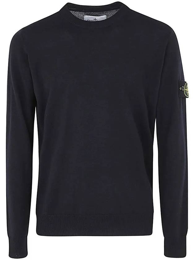 Regular Fit Crew Neck Wool Knit Top Navy - STONE ISLAND - BALAAN 3