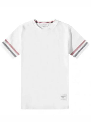 RWB Striped Short Sleeve White MJS204A 100 - THOM BROWNE - BALAAN 1