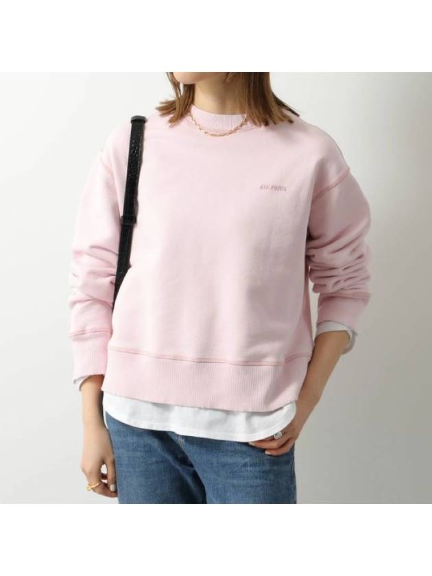 Embroidery Logo Crew Neck Sweatshirt Pink - AMI - BALAAN 7