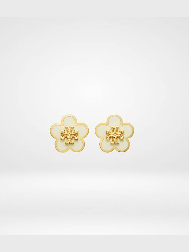 Kira Flower Stud Earrings White Gold - TORY BURCH - BALAAN 2