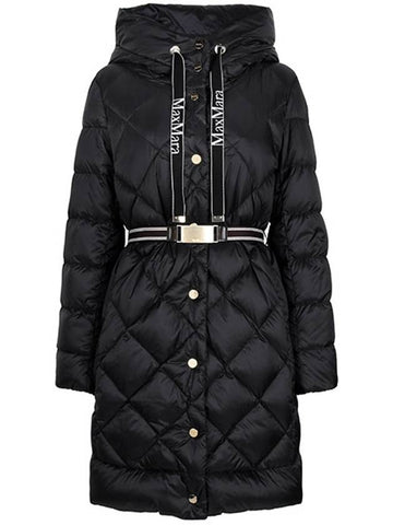 Black Trecap Hooded Goose Down Jacket 059 00452 - MAX MARA - BALAAN 1