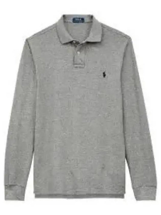 30 Points Custom Slim Fit Long Sleeve Polo Gray - POLO RALPH LAUREN - BALAAN 1