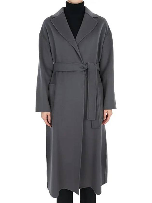 Women's S NINA Belted Wool Coat Gray 2419011061600 002 - MAX MARA - BALAAN 2