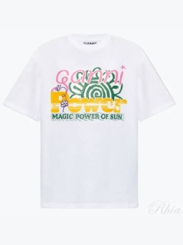 Relaxed Power of Sun Cotton Short Sleeve T-Shirt White B0481010388 - GANNI - BALAAN 2