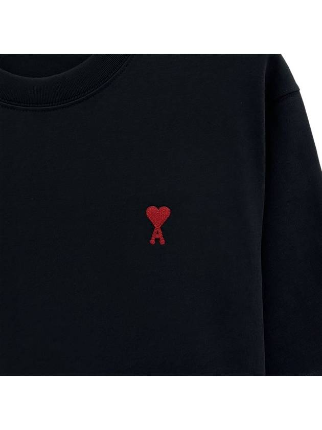 Small Heart Logo Boxy Fit Short Sleeve T-Shirt Black - AMI - BALAAN 5