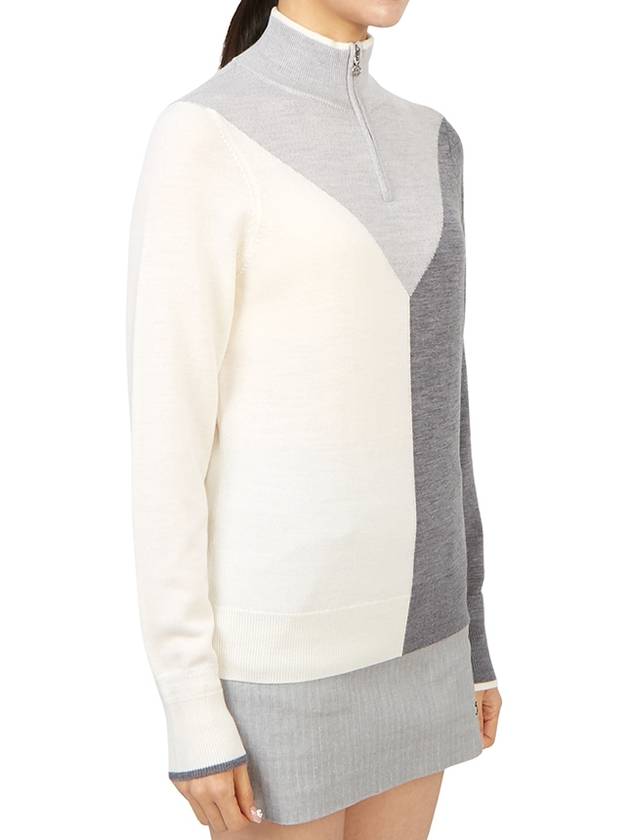 Color Block Merino Wool Quarter Zip Sweater Gray - G/FORE - BALAAN 4