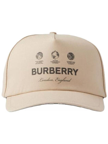 Label Print Cotton Gabardine Ball Cap Soft Phone - BURBERRY - BALAAN 1