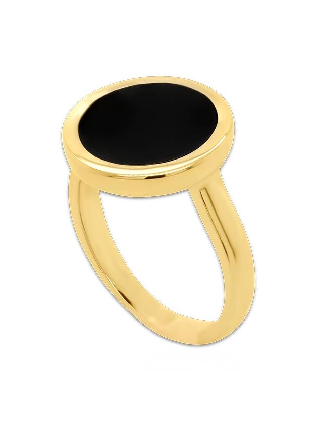 Unisex Roca Round Black Onyx Ring Gold - BE/GINS - BALAAN 2