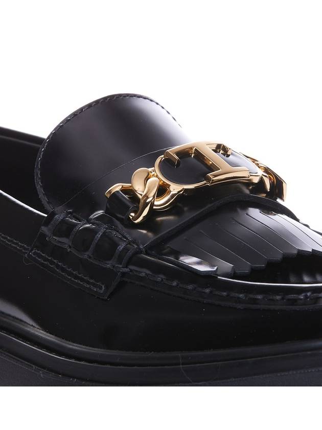 Leather Fringe Loafers Black - TOD'S - BALAAN 4