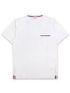 Men's Medium Weight Jersey Tipped Pocket Crewneck Short Sleeve T-Shirt White - THOM BROWNE - BALAAN 3