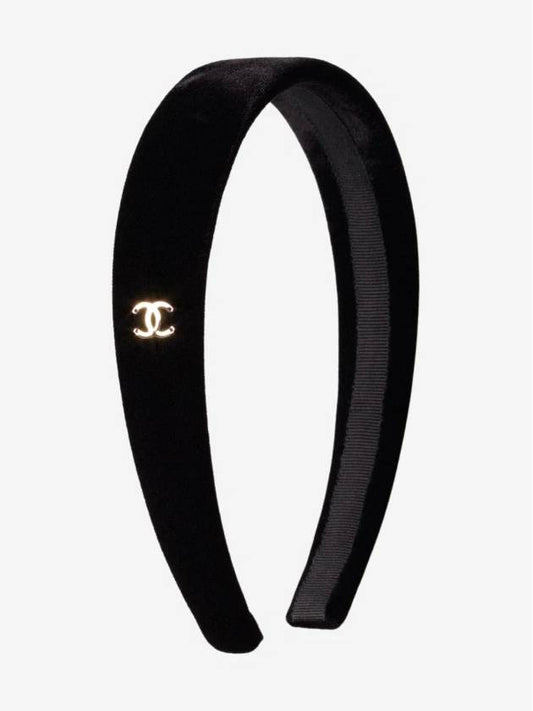 Velvet hairband black - CHANEL - BALAAN 2