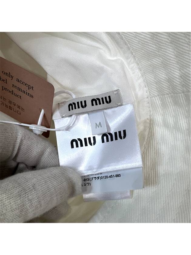 M Miumiu Fisherman Drill Logo Cotton Bucket Hat Hewite - MIU MIU - BALAAN 10