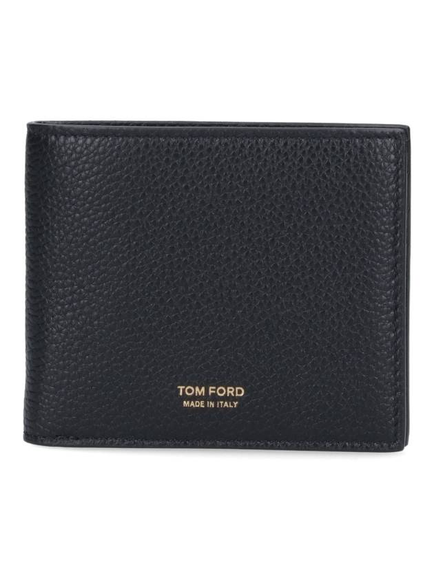 Men's T-Line Small Grain Leather Half Wallet Black - TOM FORD - BALAAN 2