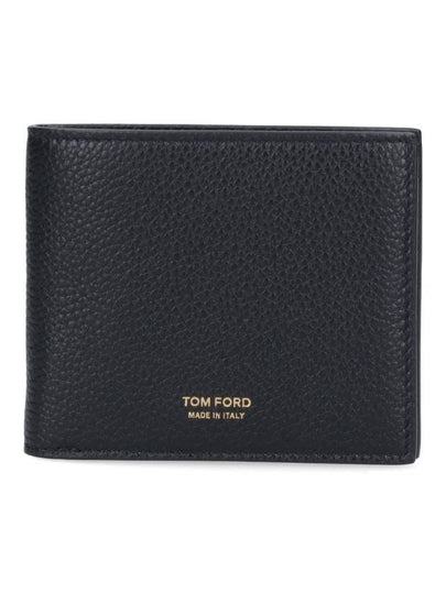 Men's T-Line Small Grain Leather Half Wallet Black - TOM FORD - BALAAN 2