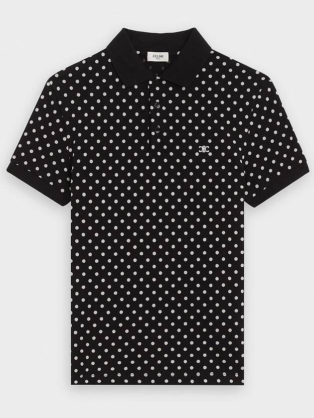 Triomphe Logo Dot Short Sleeve PK Shirt Black - CELINE - BALAAN.