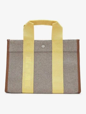 Small Traveler Oxford Tote Bag Beige Yellow Strap TRAVELLERSOXFBYLS - RUE DE VERNEUIL - BALAAN 1