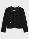 Chelsea Cashmere Bouclette Natté Jacket Black - CELINE - BALAAN 2