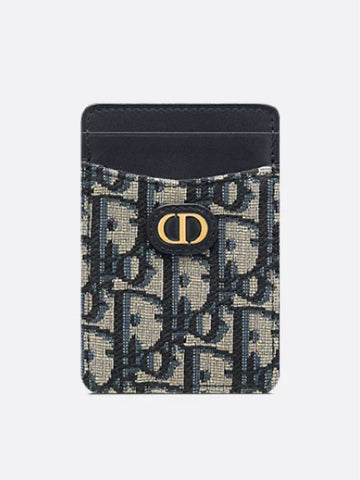 30 Montaigne Vertical Card Wallet Blue Dior Oblique Jacquard S2379UTZQ M928 - DIOR - BALAAN 1