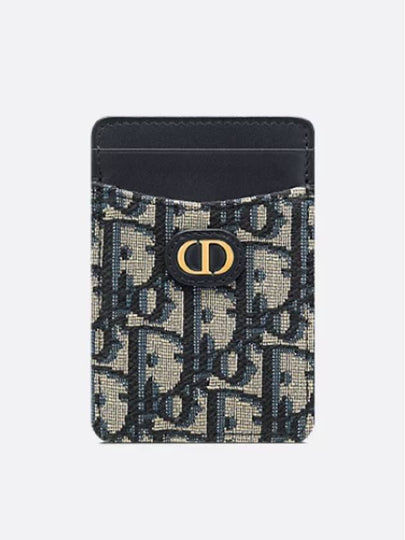 30 Montaigne Oblique Jacquard Sage Card Wallet Blue - DIOR - BALAAN 2