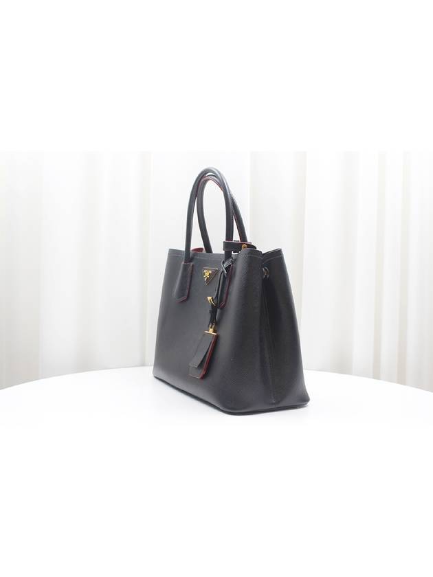 Saffiano Dubl Medium Tote Shoulder Bag Black 1BG775 - PRADA - BALAAN 4