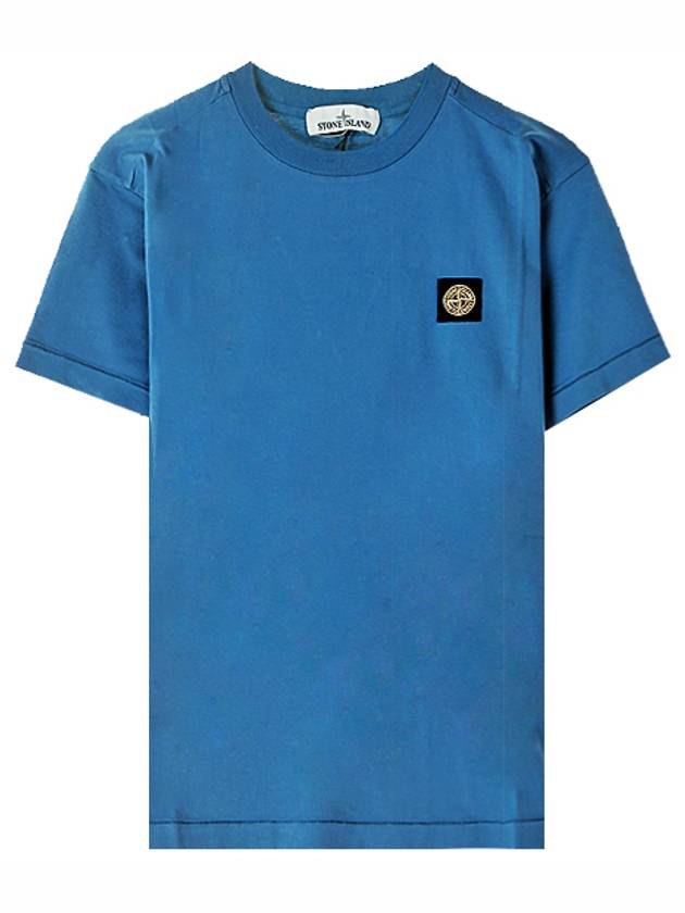 Men's Wappen Logo Patch Short Sleeve T-Shirt Blue - STONE ISLAND - BALAAN 2