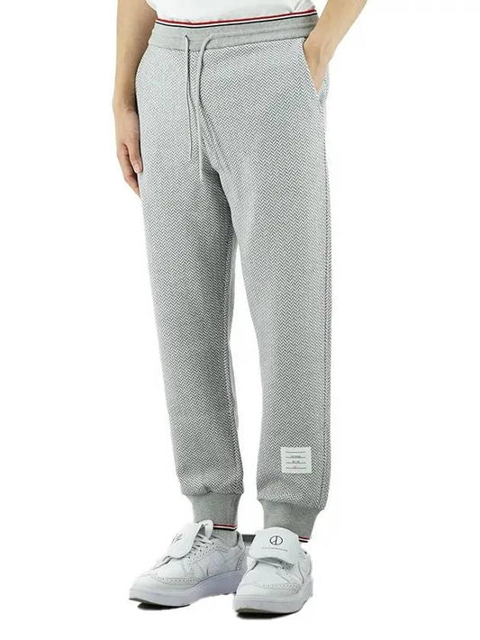 Men's Iconic Tricolor Band Track Pants Grey - THOM BROWNE - BALAAN 2