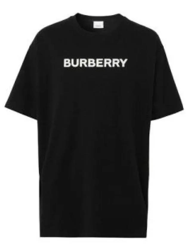 Logo Print Cotton Oversized Short Sleeve T-Shirt Black - BURBERRY - BALAAN 2