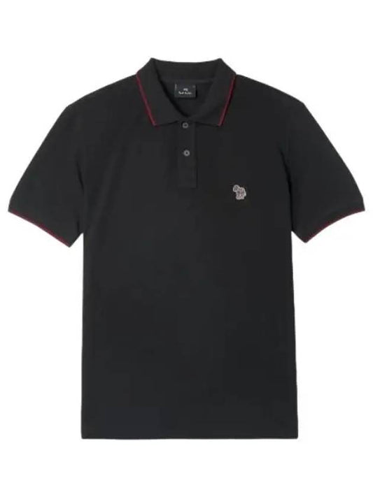 Zebra Logo Regular Fit Polo Shirt Black Collar T - PAUL SMITH - BALAAN 1