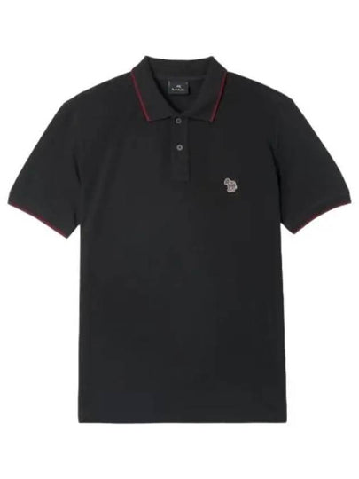 Zebra Patch Regular Fit Short Sleeve Polo Shirt Black - PAUL SMITH - BALAAN 2