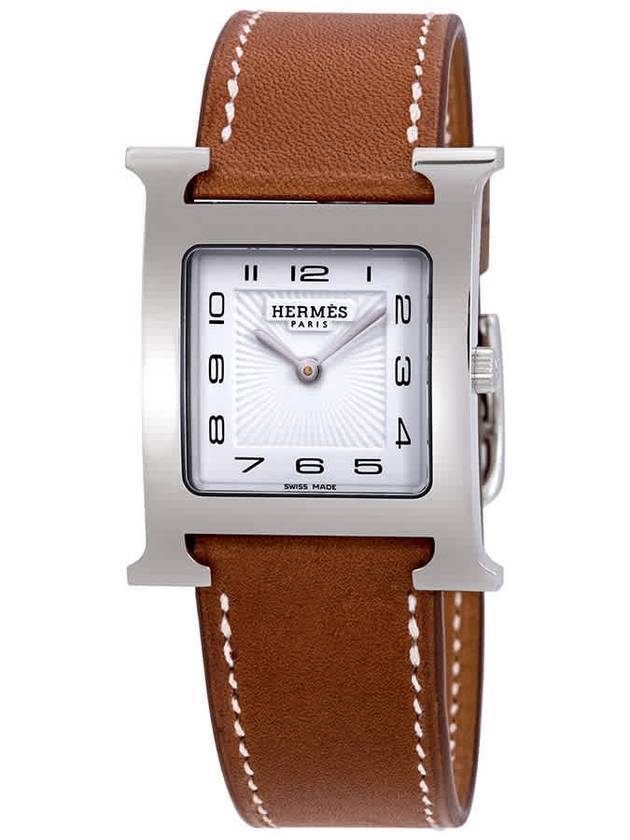 Women's H Heure Watch 25mm Silver Brown - HERMES - BALAAN 1