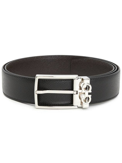 Gancini Reversible Adjustable Leather Belt Dark Brown - SALVATORE FERRAGAMO - BALAAN 2