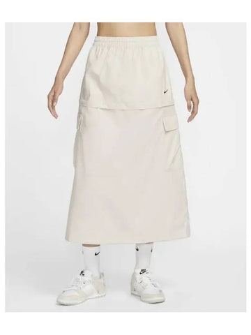 Sportswear Essentials Mid-Rise Woven Cargo Midi A Line Skirt Light Orewood Brown - NIKE - BALAAN 1