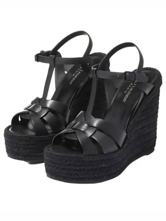 Tribute Espadrille Wedge Heel Black - SAINT LAURENT - BALAAN 2