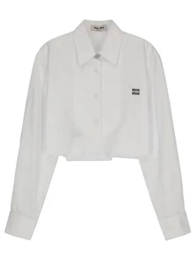 logo crop shirt white - MIU MIU - BALAAN 1