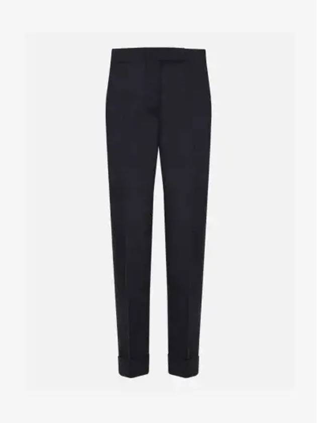 Cropped Tailored Twill Wool Skinny Straight Pants Navy - THOM BROWNE - BALAAN 2