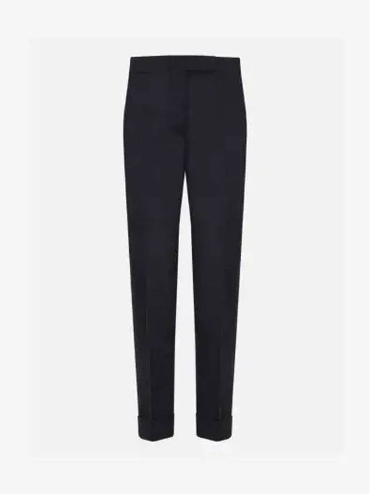 Cropped Tailored Twill Wool Skinny Straight Pants Navy - THOM BROWNE - BALAAN 2