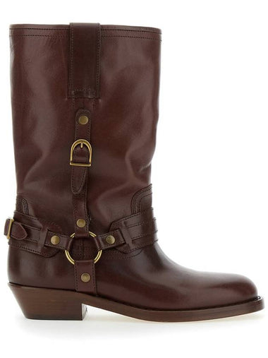 'Heiko' Brown Ankle Boots With Buckle And Stud Embellishments In Leather Woman - ISABEL MARANT - BALAAN 1