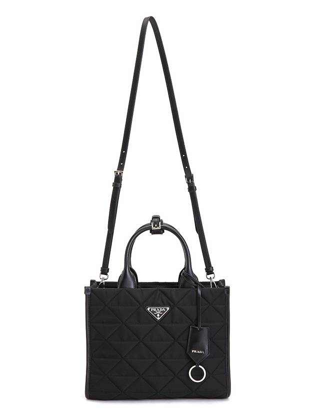 Triangle Logo Jagard Tote Bag Black - PRADA - BALAAN 7