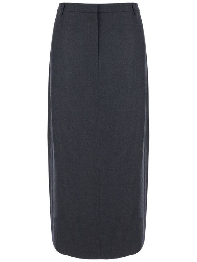 Midi Grey Skirt With Slit In Wool Blend Woman - THEORY - BALAAN 2