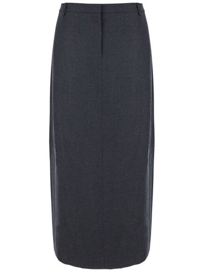 Midi Grey Skirt With Slit In Wool Blend Woman - THEORY - BALAAN 2